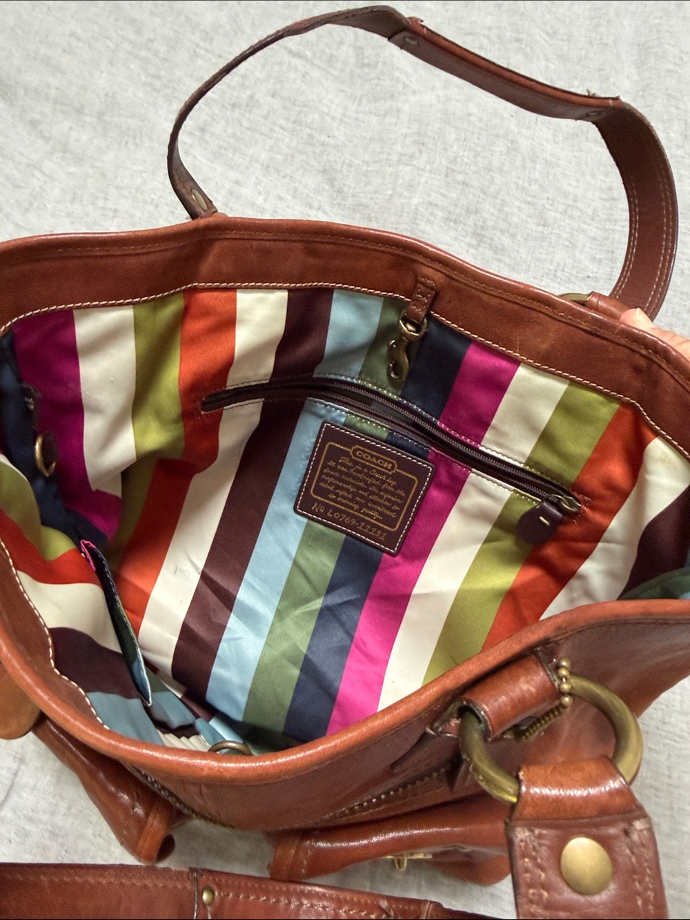 Coach Brown Leather Double-Pocket Tote Bag - Picture 5 of 6